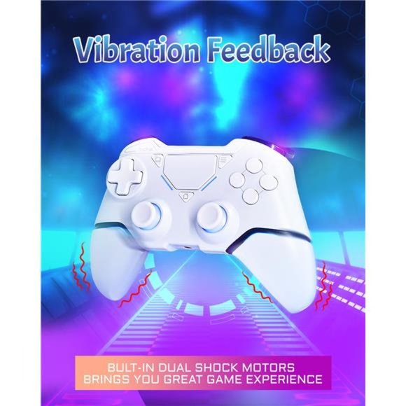 PS-4 Controller Wireless With Joystick & LED Light with Dual Vibration (White) - Picture 3 of 7